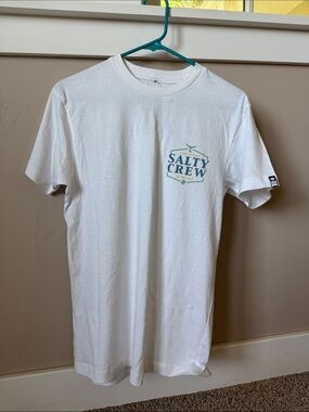Salty Crew White Short-Sleeve Tee with Teal Logo